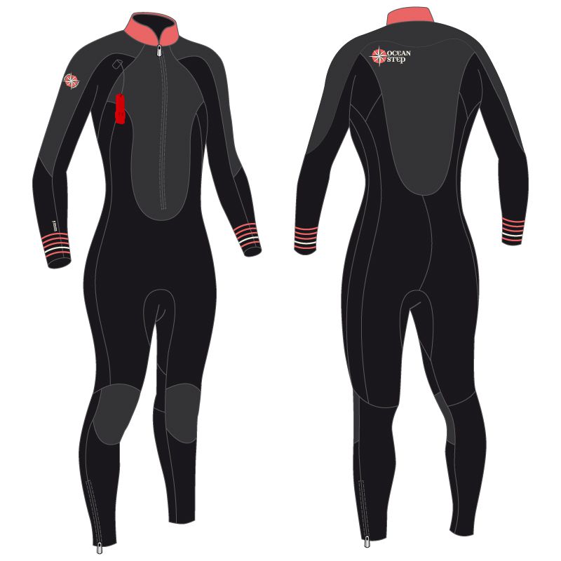 Combinaison néoprène Longe côte Océan Step 4/3 Femme Black/Red