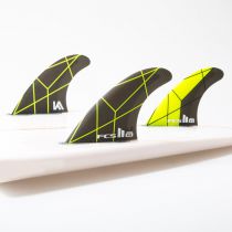 Ailerons de surf FCS 2 KA PC Yellow/grey Medium Tri Retail Fins