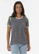 T. SHIRT FEMME RINGER SURF REVIVAL TEE WASHED BLACK 