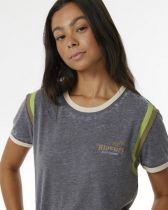 T. SHIRT FEMME RINGER SURF REVIVAL TEE WASHED BLACK 